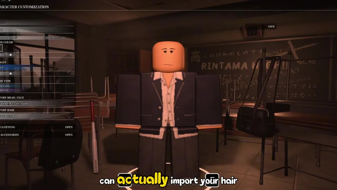 Rintama High Import Hair Asset ID field in character customization where players paste or clear Marketplace hair IDs